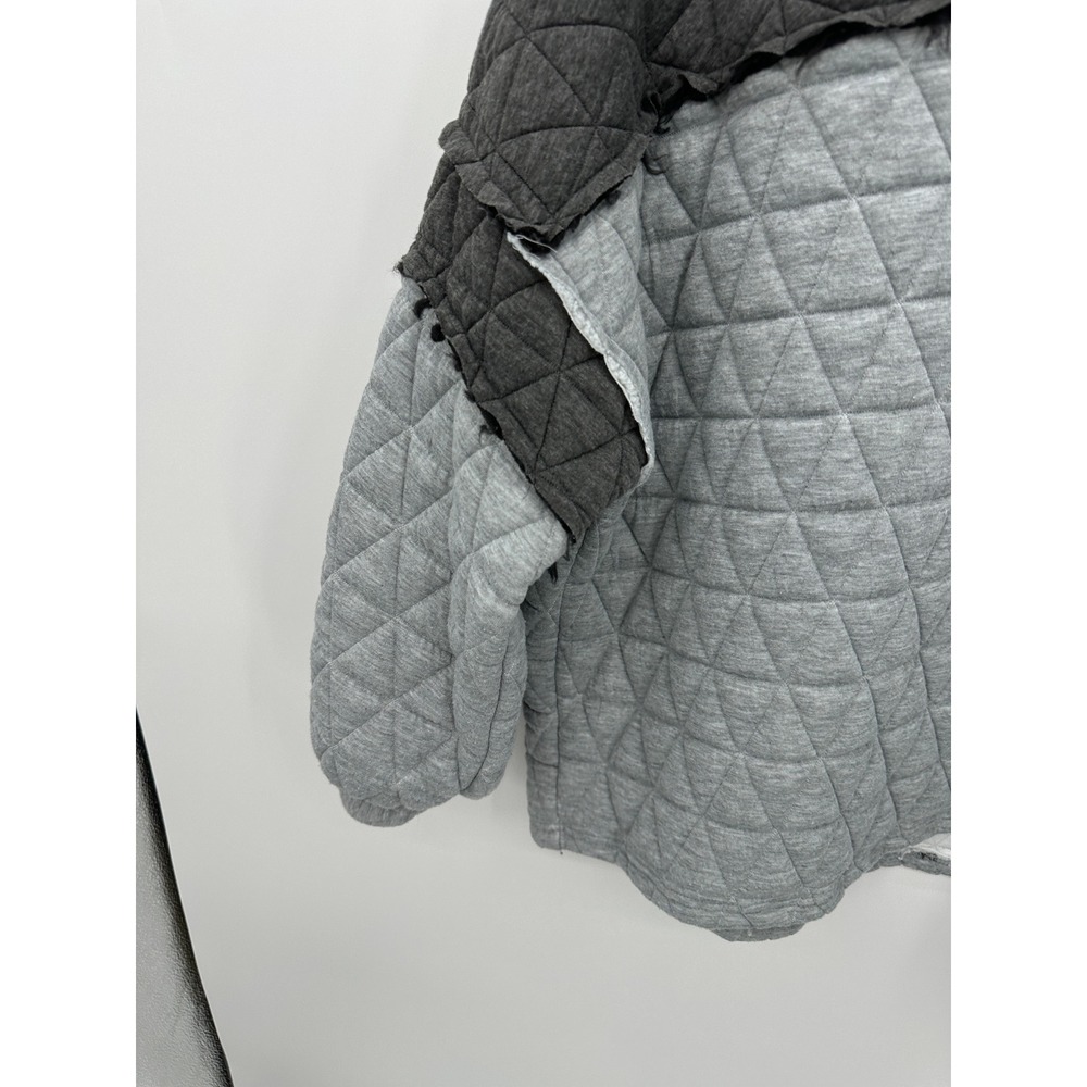 BiBi Womens Gray Quilted Pullover Sweatshirt Sz XL Cozy Chunky Colorblock Lounge - Picture 4 of 8